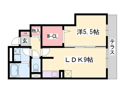 モダンコート東阿保(1LDK/1階)の間取り写真