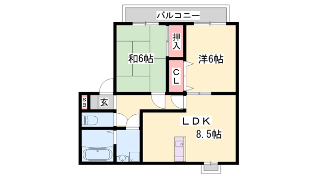 シャルマンコートA棟(2LDK/1階)の間取り写真