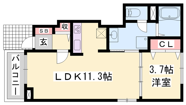エクセラン國木 Ⅱ(1LDK/1階)の間取り写真