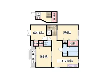 グリーンコート柿内(3LDK/2階)の間取り写真