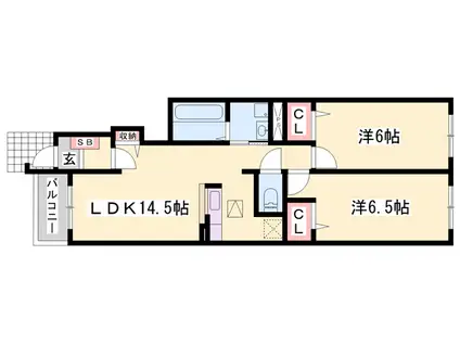 サン・フィオーレ大島Ⅰ(2LDK/1階)の間取り写真