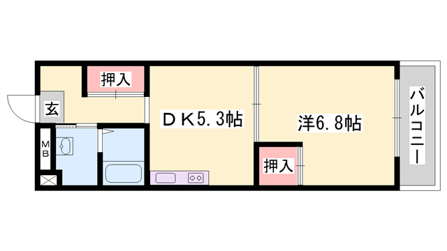 セルジュYS姫路(1DK/5階)の間取り写真
