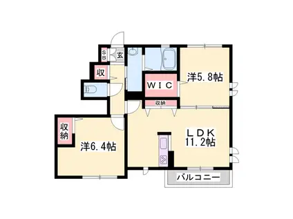 ハイマート野中(2LDK/1階)の間取り写真