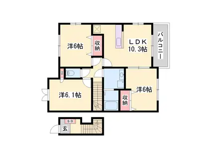 グラツィアB(3LDK/2階)の間取り写真