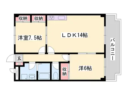 エスポワール花田(2LDK/3階)の間取り写真