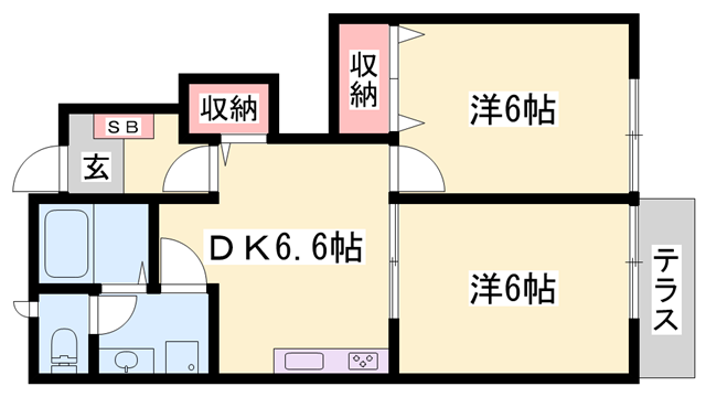 ピュアメゾン(2DK/1階)の間取り写真