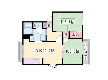 OBハイツ(2LDK/2階)の間取り写真