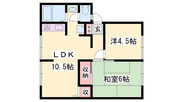 エクセル山崎(2LDK/2階)の間取り写真