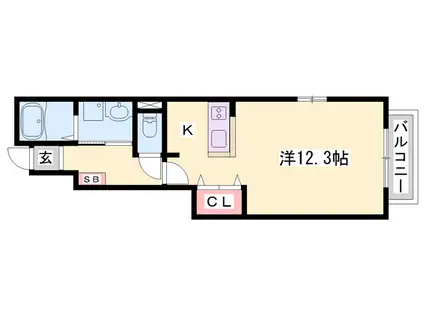 ドゥーファミーユ2(1K/1階)の間取り写真