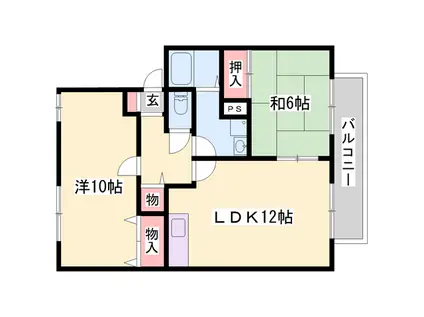 サンパティック田寺 A棟(2LDK/2階)の間取り写真