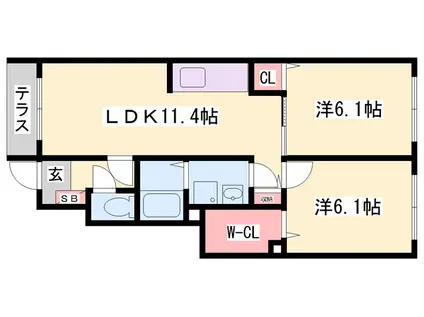 コンフォールビアン(2LDK/1階)の間取り写真