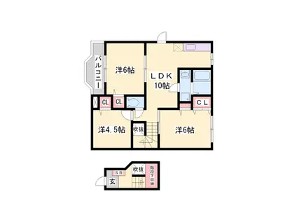 フリーデン A棟(3LDK/2階)の間取り写真