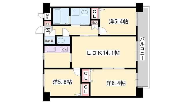 マノワール(3LDK/7階)の間取り写真