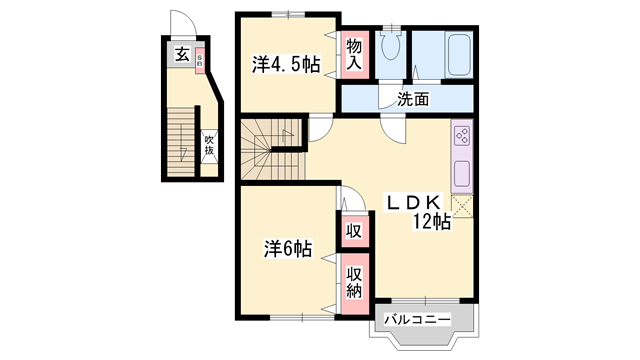 リバーサイド片山(2LDK/2階)の間取り写真