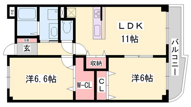 メゾンドフレール(2LDK/1階)の間取り写真