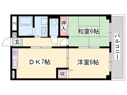 シャトレ手柄(2DK/2階)の間取り写真
