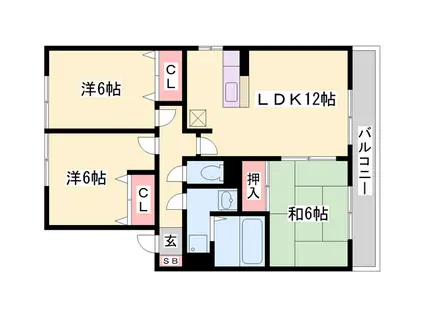 グランエスト3(3LDK/2階)の間取り写真