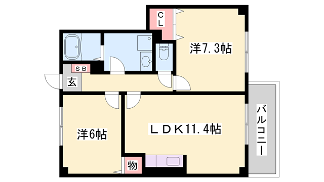 サニープレイス(2LDK/1階)の間取り写真