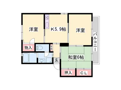 エコーズユタカ(3DK/2階)の間取り写真