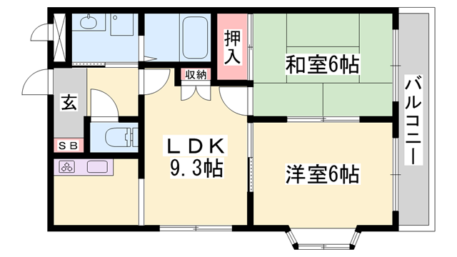 エクセルコート(2LDK/1階)の間取り写真