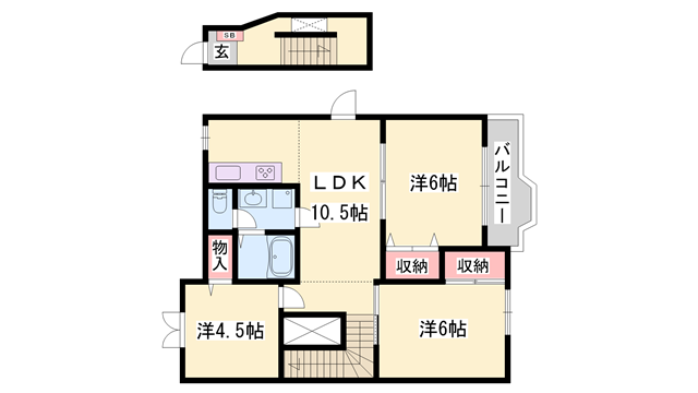エステート垣内(3LDK/2階)の間取り写真