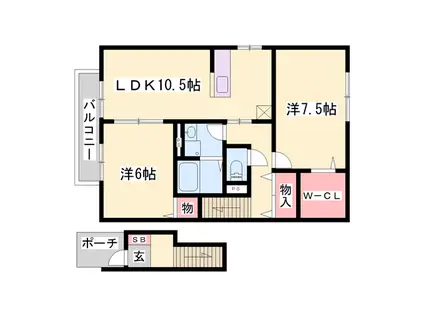 ハイムエルピスⅡ(2LDK/2階)の間取り写真