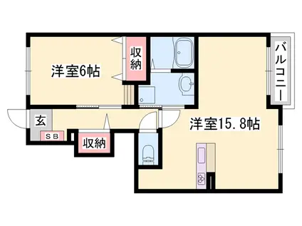 クール・ヴィヴァーチェ B棟(1LDK/1階)の間取り写真