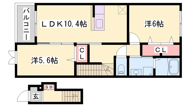 コンソラーレD(2LDK/2階)の間取り写真