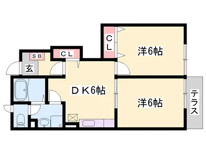 ドミール5(2DK/1階)の間取り写真
