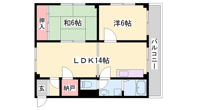 さくらハイツ(2LDK/2階)の間取り写真