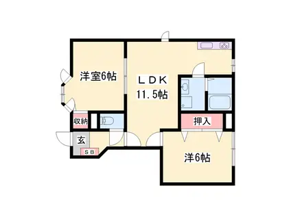 オマージュ壱番館(2LDK/1階)の間取り写真
