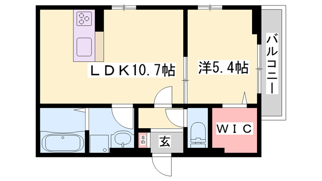 ベルプラージュ魚住(1LDK/3階)の間取り写真