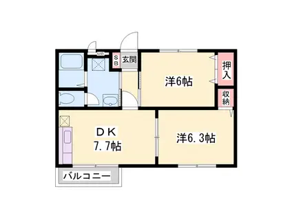 ラ・フェンテ(2DK/2階)の間取り写真