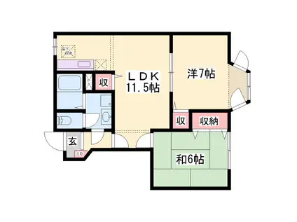 アパルトマンあゆみB(2LDK/1階)の間取り写真