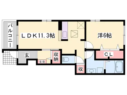 エザンステリトワールアムール(1LDK/1階)の間取り写真