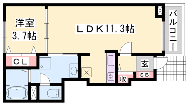 ドミールディオン Ⅱ(1LDK/1階)の間取り写真