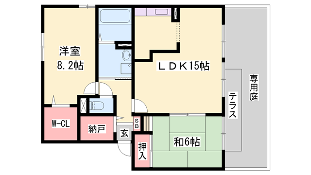 ヴェルドミールK(2LDK/1階)の間取り写真