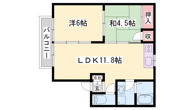 ファミール御立東(2LDK/2階)の間取り写真