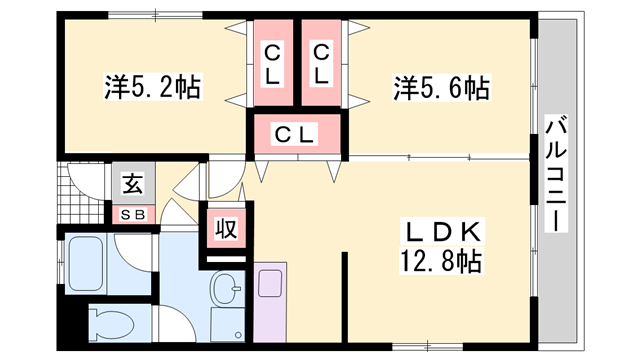 外堀川マンション(2LDK/3階)の間取り写真