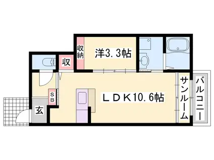 ベル・アムールB(1LDK/1階)の間取り写真