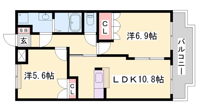メゾンプロニティ(2LDK/1階)の間取り写真