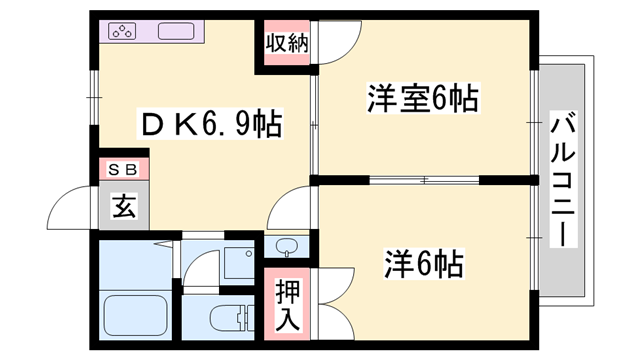 アメニティハイム(2DK/1階)の間取り写真