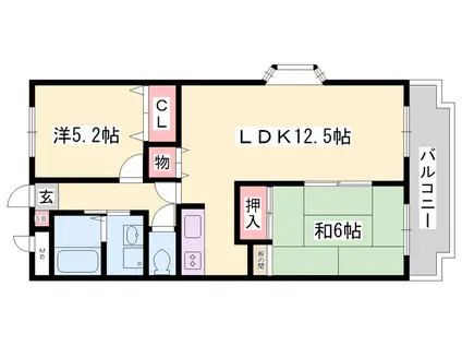 スタットニューヘン英賀保(2LDK/2階)の間取り写真
