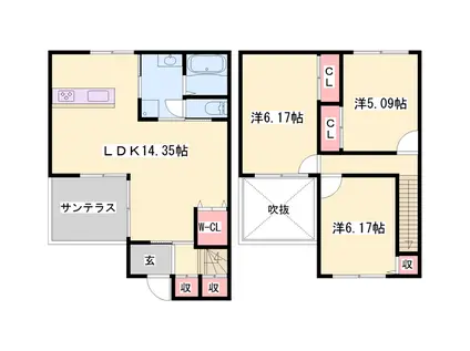 山陽電気鉄道本線 八家駅 徒歩9分 2階建 築12年(3LDK)の間取り写真