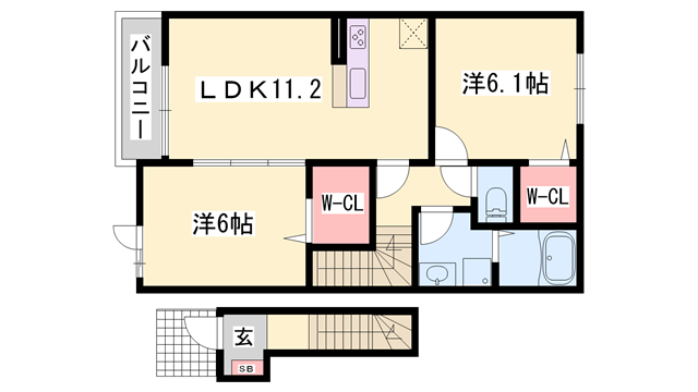 グラン フィオーレA(2LDK/2階)の間取り写真