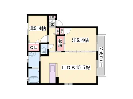 メゾン・オランジェ(2LDK/2階)の間取り写真