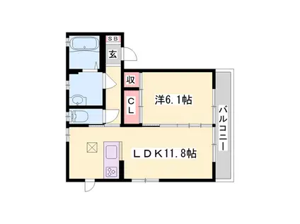 プレジール明石Ⅲ(1LDK/1階)の間取り写真