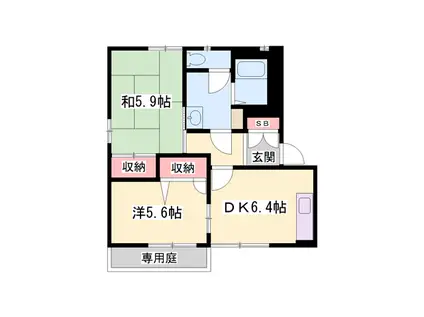 フレグランスエスパ(2DK/1階)の間取り写真