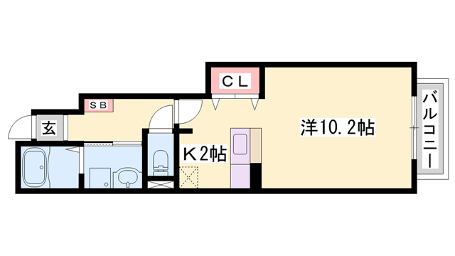エスターブレC棟(1K/1階)の間取り写真