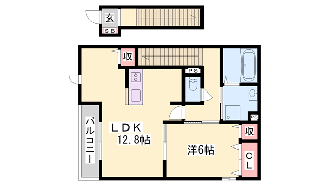 エルヴィータⅣ(1LDK/2階)の間取り写真